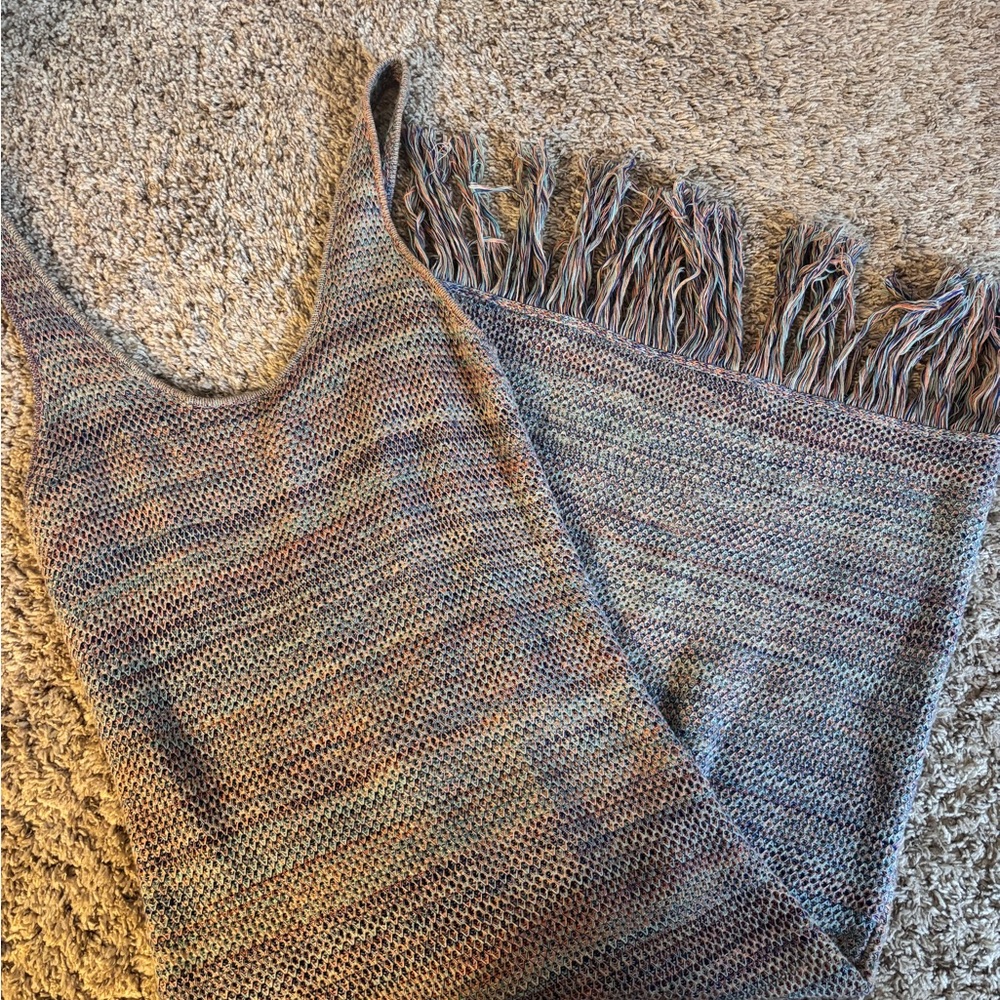 Multicolor Knit Fringe Dress